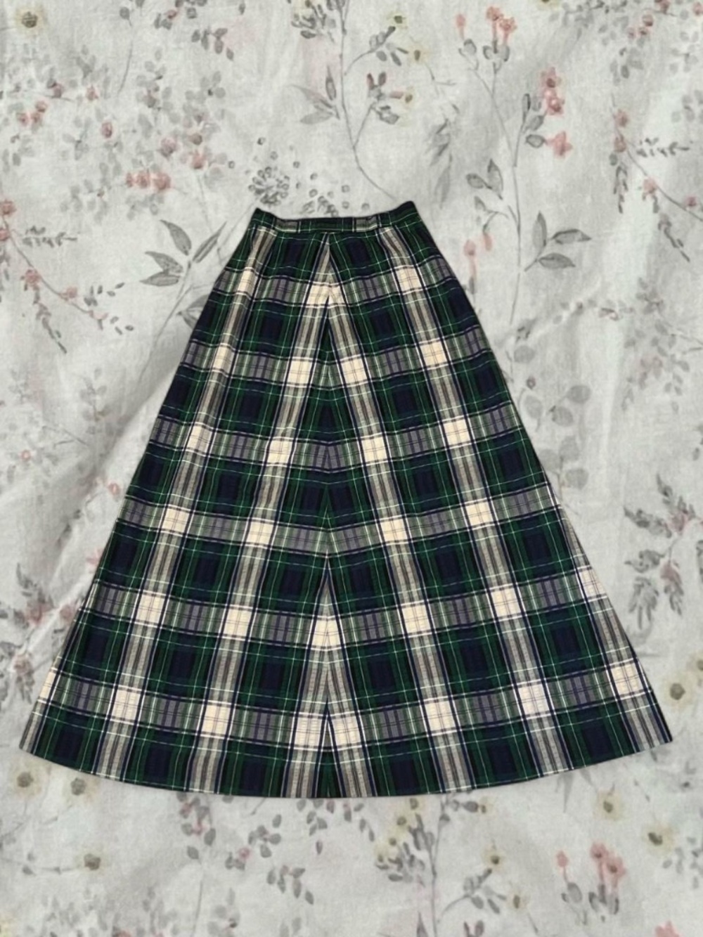 Vintage 60s 70s Plaid Circle Skirt Maxi Cotton Seersucker Cottagecore - Picture 1 of 7